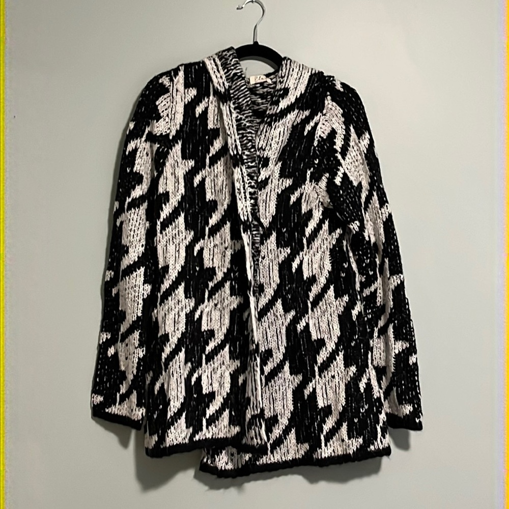 Elan houndstooth cardigan, Small, oversized